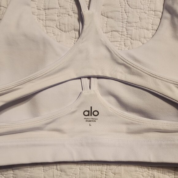 ALO Yoga Airbrush Suspension Bra Size L White EUC - Picture 4 of 12